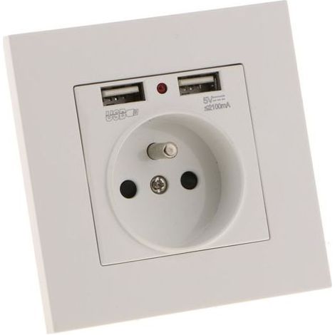 Prise murale Sharplace, prise murale, double USB 5V/2100mA, prise USB 2 ports pratique et facile à gérer (1/3)