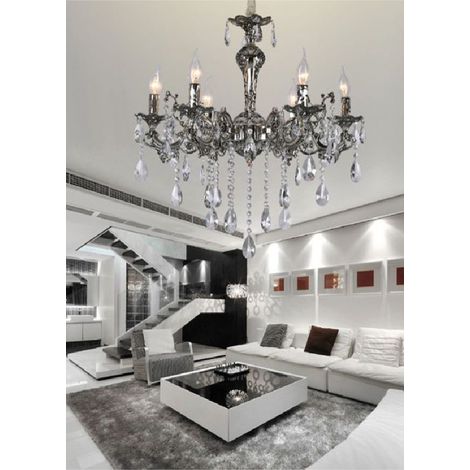 TRADE SHOP - Lampadario Da Soffitto Design Classico 6 Bracci Con Pendenti Attacco E14 A03-6 - (1/3)