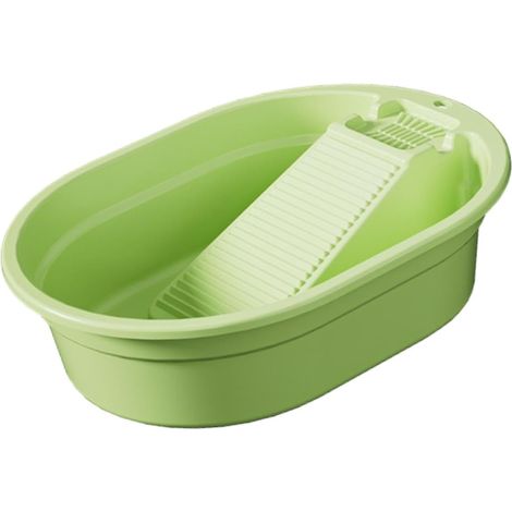 Waschbecken mit integriertem Waschbrett, speziell für das Händewaschen von Kleidung konzipiert. (1/5)