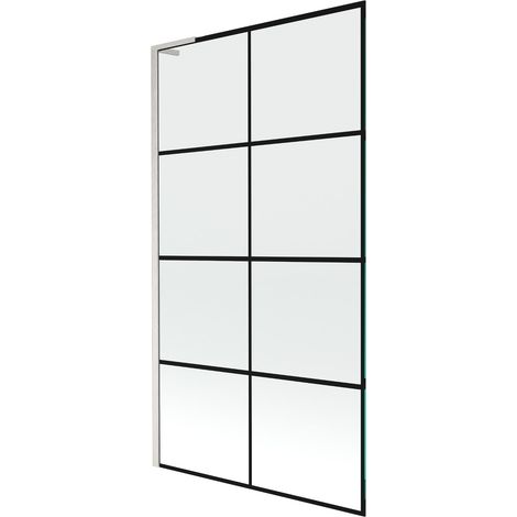 Mexen Next L paratia per vasca da bagno a 1 anta 100 x 150 cm, griglia nera, nichel spazzolato - 895-100-000-03-77-97 (1/5)