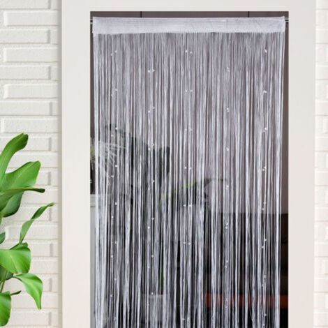 Rideau De Porte en Perles Rideau Anti Mouches pour Porte Exterieur Moustiquaire Rideaux Rideau Anti Mouche Exterieur Cloison De Séparation De Pièces 100x200cm Blanc (1/3)