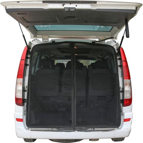 Moustiquaire magnétique pour porte arrière de hayon - Grande taille - 160 x 150 cm - Noir - Protection solaire pour T4 T5 Transporter Calif/ornia MUL/TI/Van Cad/dy Caravane Camping-car (1/2)