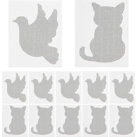 Kit de réparation de moustiquaire autocollant 20 pièces, transparent, deux formes (chat, pigeon), pour réparer les moustiquaires et les moustiquaires (1/5)
