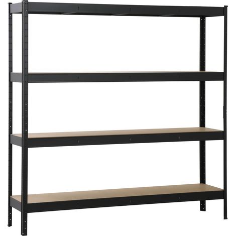 SCHULTE Regalwelt Rayonnage charges lourdes XXL avec 4 tablettes en MDF, 180x180x40 cm (HxlxP), 200 kg de charge par tablette, noir