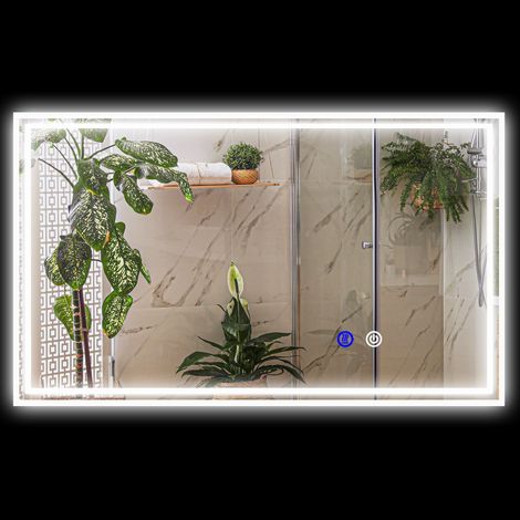 Miroir LED mural rectangulaire 100x60 cm horizontal vertical