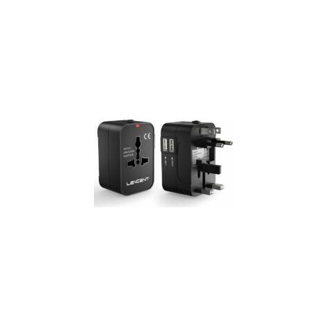 Reiseadapter, Universaladapter mit Steckern für Großbritannien, Europa, Amerika und Australien, internationaler Reiseadapter mit 2 USB-Anschlüssen für über 200 Länder – Crezuo (1/4)