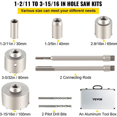 Scie Cloche 5PCS Coffret de Scie Trépan 30mm 40mm 65mm 80mm (1/5)