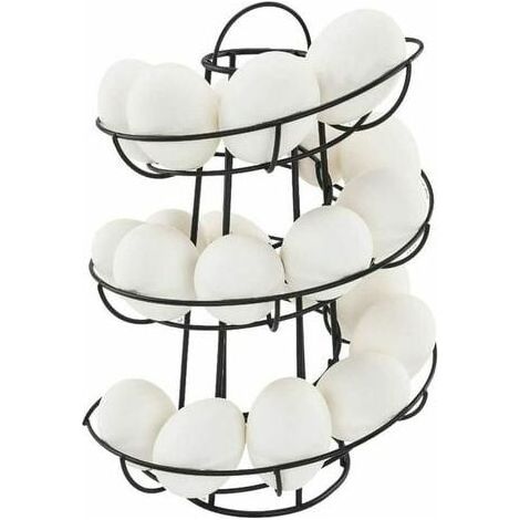 Support à œufs - Distributeur en spirale moderne et de luxe - Organisateur de rangement d’œufs de poule en fil métallique autoportant pour les comptoirs de cuisine - Noir (1/5)