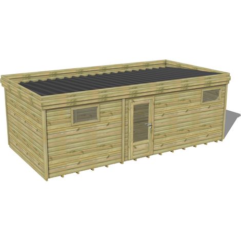 ABRI DE JARDIN bois traité 27mm, 7,4x3,4m, 25m2, Plancher (1/3)