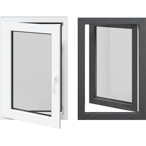 Ventana de sótano RISOR 60 x 80 cm PVC y vidrio Gris antracita vidaXL (1/5)
