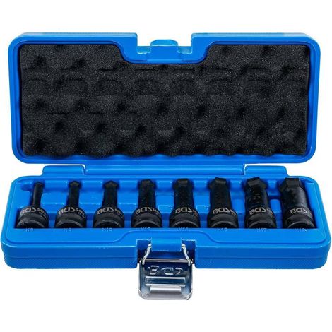 Jeu de Douilles à Embouts à Choc 8 pcs 75 mm - 12,5 mm (1/2), Six Pans Intérieurs 6-19 mm - Résistantes et Précises - D-Work (1/5)