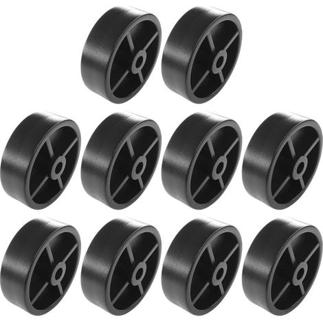 10x Roulette 45mm en plastique rigide noir pour utilisation universelle Galet Poulie Roue Rouleau Meuble Porte coulissante Tiroir Lit Placard (1/3)