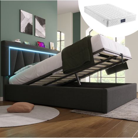 letto letto matrimoniale contenitore 140x200 LED OKMYHOME