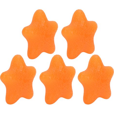 Lot de 5 balles de musculation en forme d'étoile pour les mains, les poignets et les doigts, avec renforcement musculaire et anti-stress. Orange, 20 degrés. (1/5)