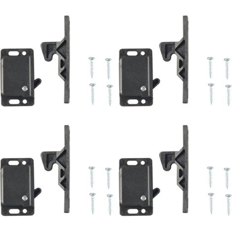 Lot de 4 loquets de porte d'armoire avec 16 vis pour camping-car, loquets de porte de caravane, accessoires pour armoires, portes coulissantes, maison, cuisine, noir (1/4)