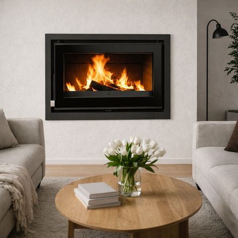 Insert à bois ventilé - FIREMATIC Waco fonte sérigraphié 12.6 kW  Sans kit air