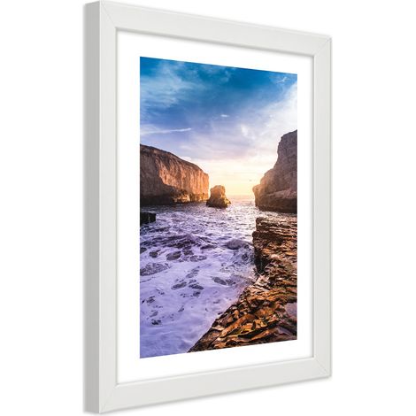 Quadro con cornice, Oceano e rocce - 20x30 (1/5)