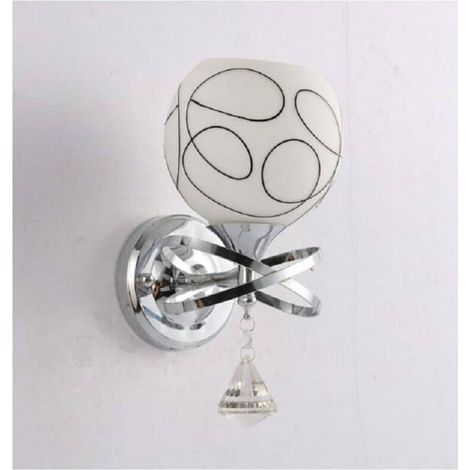 Applique Modern Paralume Verre Boule Blanche Noire Suspendue Cristal Argent E10