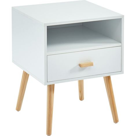BAÏTA ULOS Comodino, Legno ingegnerizzato, Bianco, L40cm (1/4)