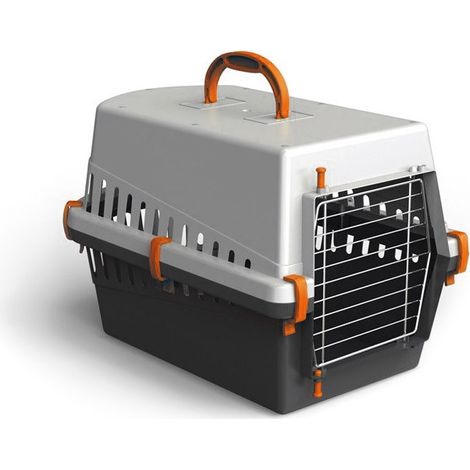 10571 Transportin con rejilla metálica de 50 cm para perros y gatos  Color: Naranja