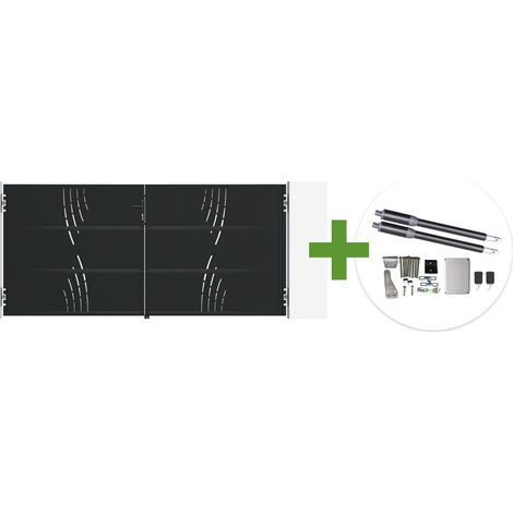 Portail battant acier noir mat 3m NALI VELETA H.140cm + moteur Ranger B150 (1/5)