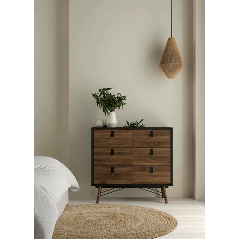 Dmora - Aparador Aurelie, Bufé de salón, Aparador de salón, Despensa de cocina, 102x40 h95 cm, Negro y Nogal (1/5)