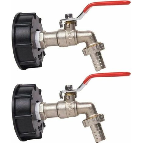 1000L Tankhahn Regenwassersammelhahn, IBC Wassertankadapter 1/2quot Doppelter Regenwassersammelhahn, Messinghahn aus PP 60mm Grobgewinde (2 ) (1/4)