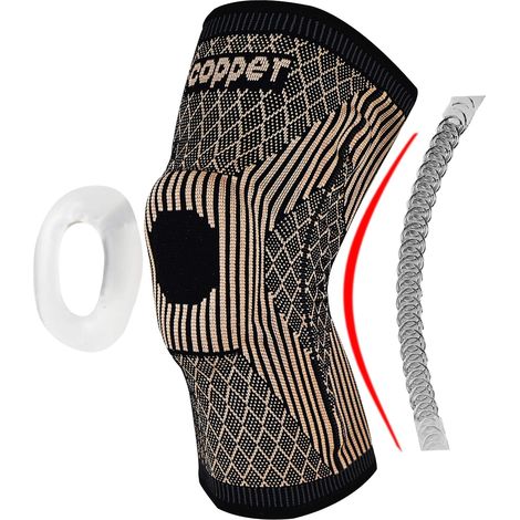 Genouillère en laiton, genouillère de compression avec coussinet en gel rotulien et stabilisateur latéral, récupération après blessure [Unique] (1/3)