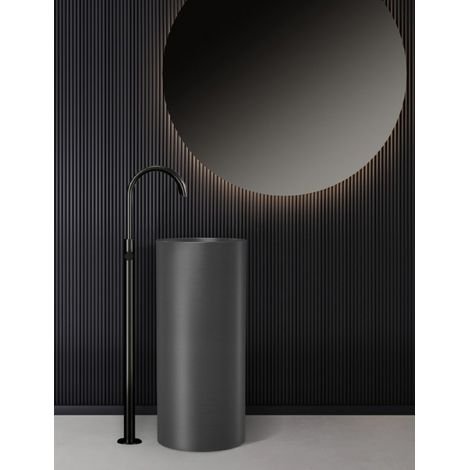 Lavabo totem VENUS 37,5x37,5x85 cm en acier inoxydable métallisé drainage au sol (1/2)