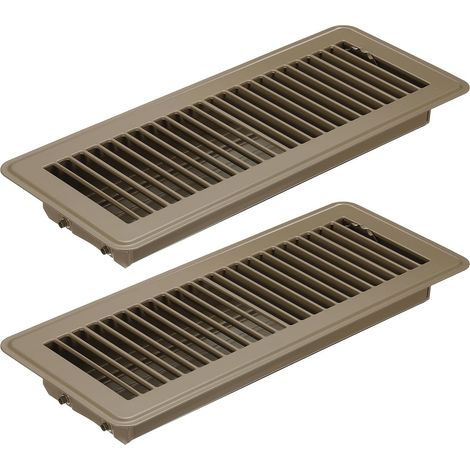 12 X 4 Pouces Grille de Sol, 2Pcs Couverture de Ventilation en Acier Robuste Réglable Décorative Facile à Ajuster pour Grilles de Sol pour Maison Bureau, Marron (1/5)