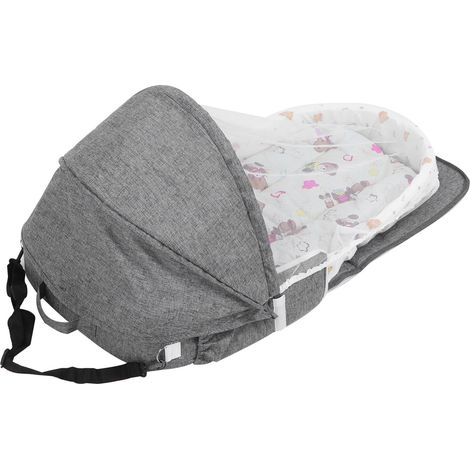 Tragbares und multifunktionales Falt-Babybett mit Moskitonetz, inklusive Spielzeug, grau (1/5)