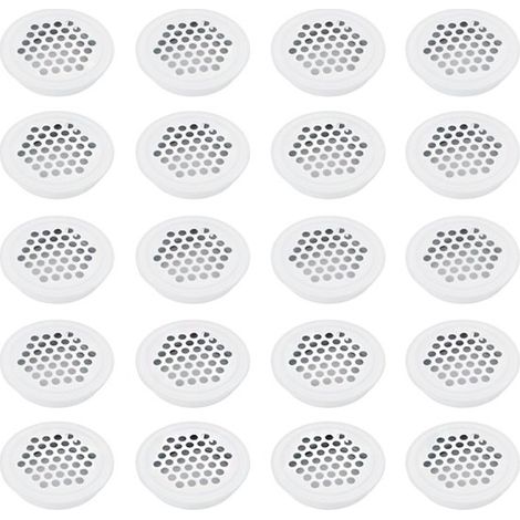 Griglia di ventilazione da 20 pezzi, griglia di ventilazione rotonda, griglia di ventilazione in acciaio inox, rete di ventilazione rotonda, apertura di ventilazione per armadi, 35 mm, per mobili. (1/5)