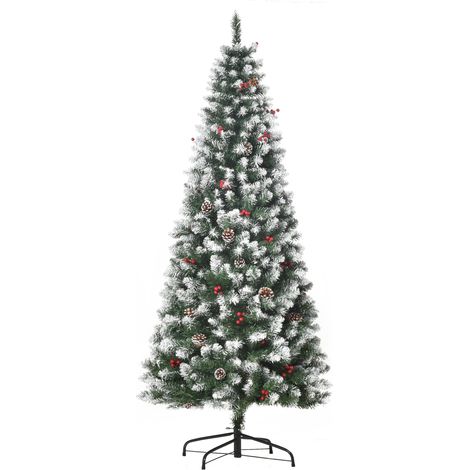 Albero di Natale Artificiale Innevato 180 cm 618 Rami con Pigne Verde (1/5)