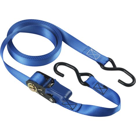 Master Lock 4366EURDAT Sangle d'Arrimage avec Crochets et Cliquet, Bleu, 5m x 25mm Sangle