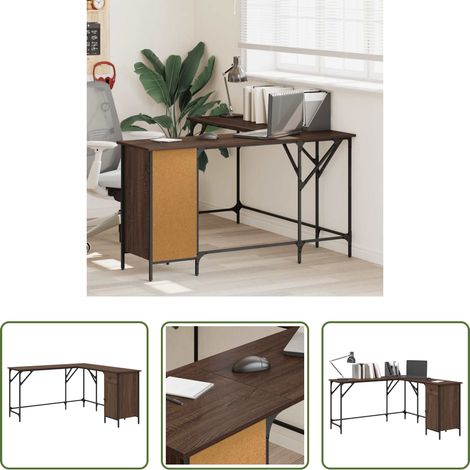 Bureau chêne marron - Bureau chêne marron 141x141x75 cm bois d'ingénierie (1/5)