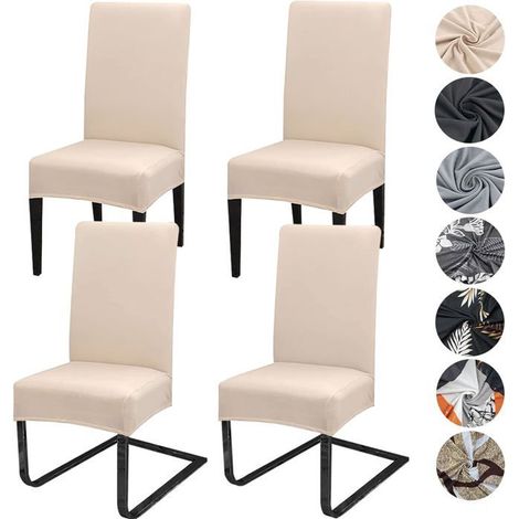 Housse de Chaise Extensible 4 pcs Housse de Chaise Salle à Manger Amovible Lavable Universel Durable Matériau Spandex Moderne,Beige (1/5)