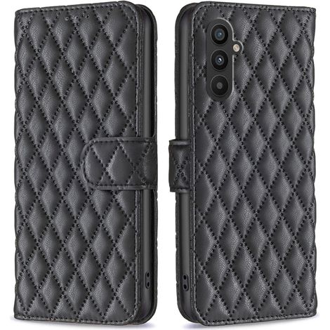Custodia a libro per Samsung Galaxy A25 5G, binfen Wallet, nera + vetro 9H (1/5)