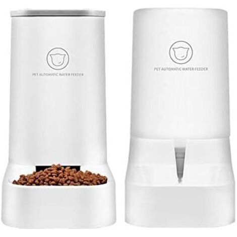 Pr Distributeur de Nourriture/Eau Fontaine Automatique-3.75Lx 2 Pièces- Alimentation pour Chien/Chat/Accesoires Gamelle Animaux Domestiques BPA Free (1/5)