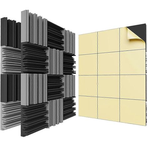 Lot de 24 panneaux en mousse insonorisante auto-adhésifs, 30,5 x 30,5 x 5 cm, mousse acoustique haute résilience (1/5)