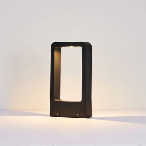 Lámpara de jardín de 7 W, 3000 K, tipo bolardo para exteriores, IP65, resistente al agua, decorativa, de aleación de aluminio negro, para jardines, patios, caminos y césped. (1/5)