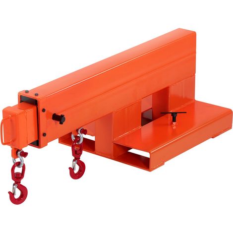 Gabelstaplerausleger, Tragfähigkeit 2495 kg, mobiler Hebekran mit 2 Haken, manuell teleskopierbar 1200–1867 mm, Lager- und Fabrikzubehör (1/5)