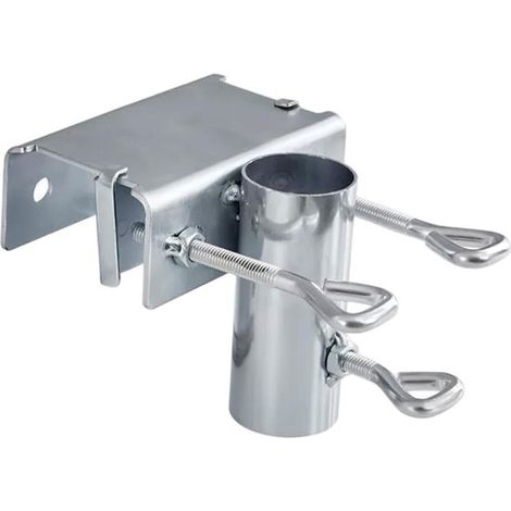Abrazadera para sombrilla - Clip para parasol - Parasol portátil - Agarre metálico ajustable - Para mástil de 3,8 cm - Color plata (1/5)