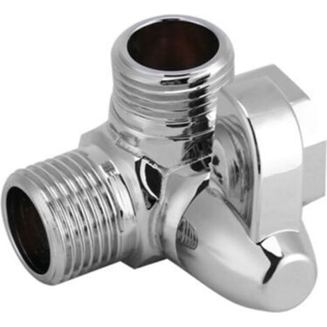 Inverseur 3 voies en laiton chromé G1/2" Vanne d'adaptation en forme de T pour bras de douche monté (1/5)