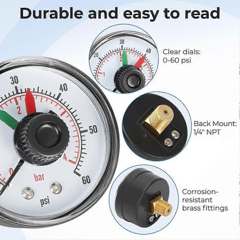 Manomètre ECX2712B1 à cadran, compatible avec les cartouches filtrantes et les filtres à sable pour piscine Hayward XStream. (1/5)