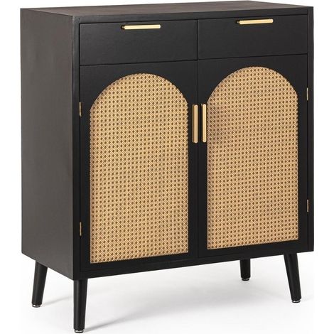 Vintage-Sideboard aus schwarzem Holz 80x40x92 Josine YES (1/5)