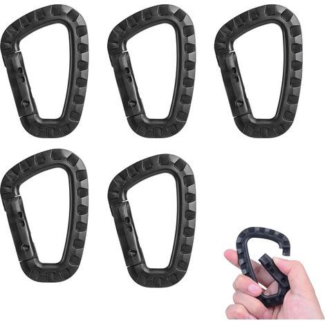 Pack of 20 sturdy, lightweight, and durable plastic tactical D-ring carabiners, ideal for camping, hiking, and backpacks. (1/5)