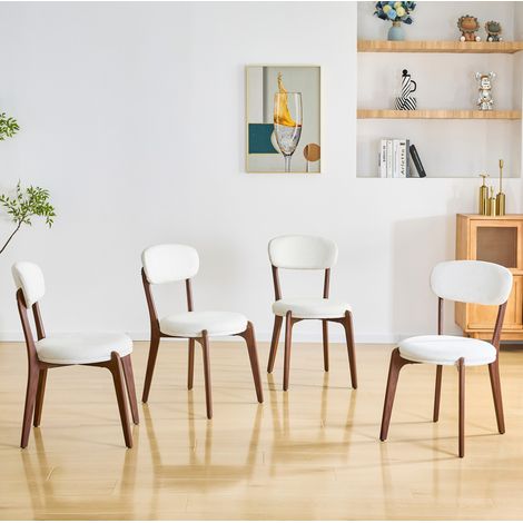 Set de 2 sillas de comedor de lino blanco, modernas, con montaje rápido y estructura metálica,48.5×55.5×84cm (1/5)