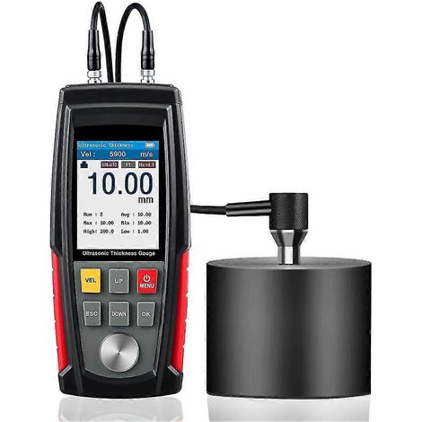 Jauge d'épaisseur à ultrasons : 1-200 mm, résolution 0,01 mm (écran LCD rétroéclairé professionnel, jauge d'épaisseur à écran couleur) (1/4)
