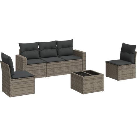 Maison Exclusive - 6-tlg. Garten-Sofagarnitur mit Kissen Grau Pol