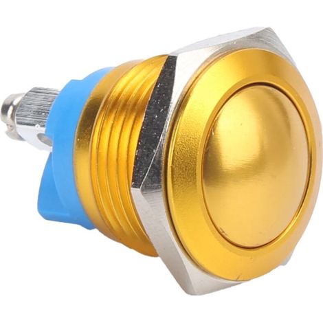 Interrupteur à bouton-poussoir métallique à bille, entièrement oxydé, à réarmement automatique, vis de réglage, commande au pied, 16 mm, 220 V (jaune) (1/5)